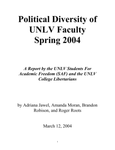 Political Diversity of UNLV Faculty