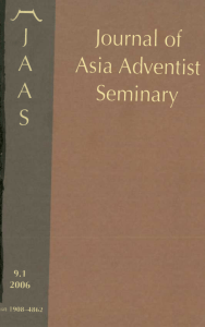 Journal of Asia Adventist Seminary for 2006 - Vol. 09
