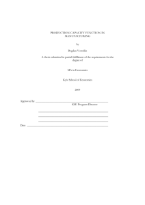 Production capacity function in manufacturing