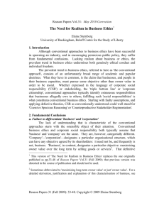 The Need for Realism in Business Ethics