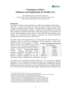 Vietnamese Culture: Influences and Implications for Health Care