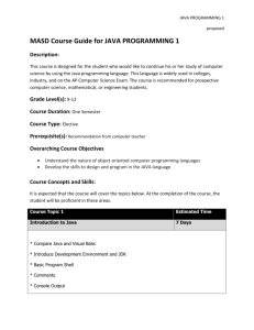 MASD Course Guide for JAVA PROGRAMMING 1