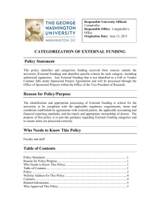 CATEGORIZATION OF EXTERNAL FUNDING Policy Statement