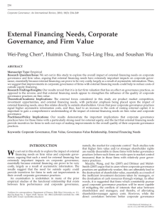 External Financing Needs, Corporate Governance, and Firm Value