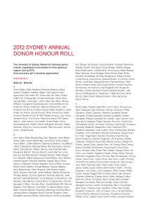 2012 sydney annual donor honour roll