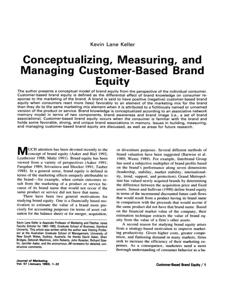 Conceptualizing, Measuring, And Managing Customer