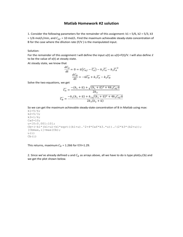 Matlab Homework 2 Solution