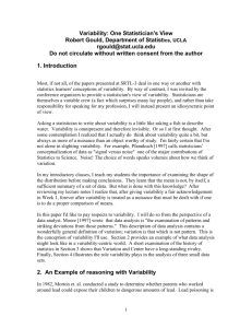 Variability: One Statistician's View Robert Gould, Department of