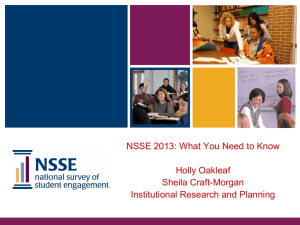 NSSE 2013: What You Need to Know Holly Oakleaf Sheila Craft