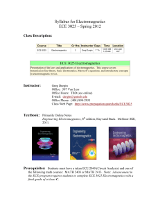 Syllabus for Electromagnetics ECE 3025 – Spring 2012