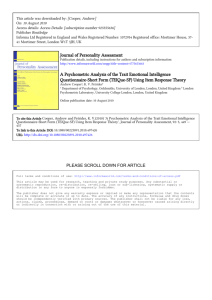 Journal of Personality Assessment A Psychometric Analysis of the