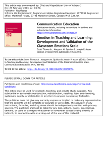 Emotion in Teaching and Learning: Development and Validation of