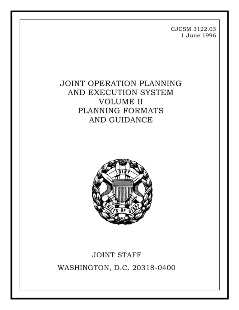 CJCSM 3122 03 Joint Operation Planning And