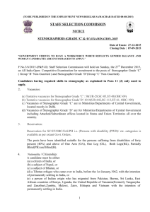 Stenographer Grade 'C'&'D' Examination 2015