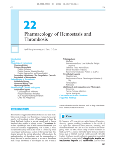 Chapter 22 Pharmacology of Hemostasis and Thrombosis
