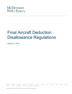 Final Aircraft Deduction Disallowance Regulations