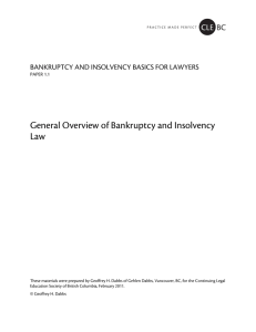General Overview of Bankruptcy and Insolvency Law