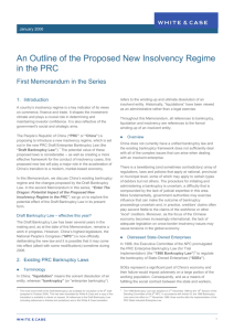 An Outline of the Proposed New Insolvency Regime in the PRC