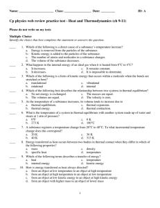 Cp physics web review practice test - Heat and
