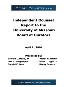 Independent Counsel Report to the University of Missouri Board of