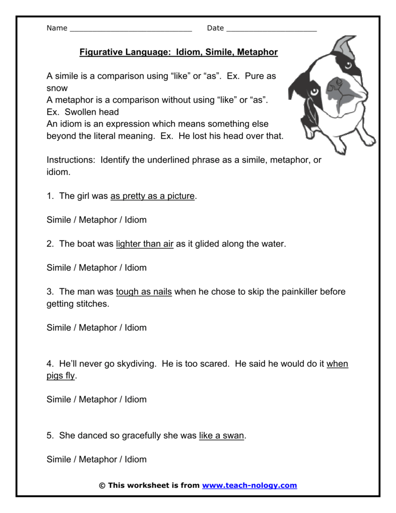 Figurative Language Idiom Simile Metaphor