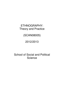 ETHNOGRAPHY: Theory and Practice