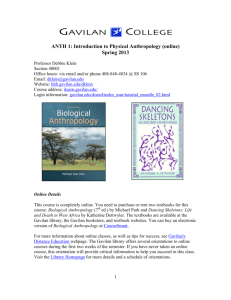 ANTH 1: Introduction to Physical Anthropology (online) Spring 2013