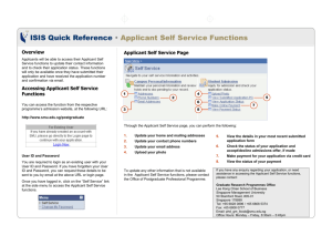 ISIS Quick Reference • Applicant Self Service Functions