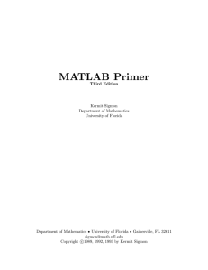 MATLAB Primer - Electrical & Computer Engineering