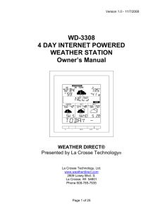 WD-3308 4 DAY INTERNET POWERED WEATHER STATION