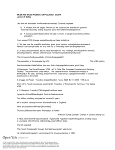 MCDB 150 Global Problems of Population Growth Lecture 8 Notes