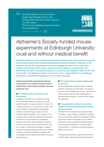 Alzheimer's Society-funded mouse experiments at