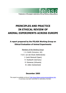 ETHICAL REVIEW OF ANIMAL EXPERIMENTATION IN EUROPE