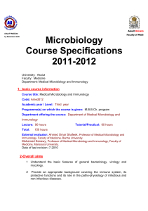 Microbiology Course Specifications 2011-2012