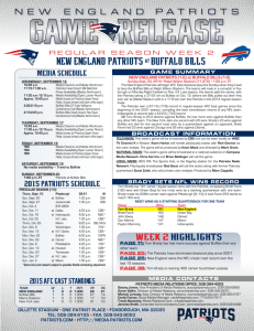 Game Release - New England Patriots
