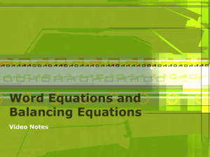Word Equations and Balancing Equations