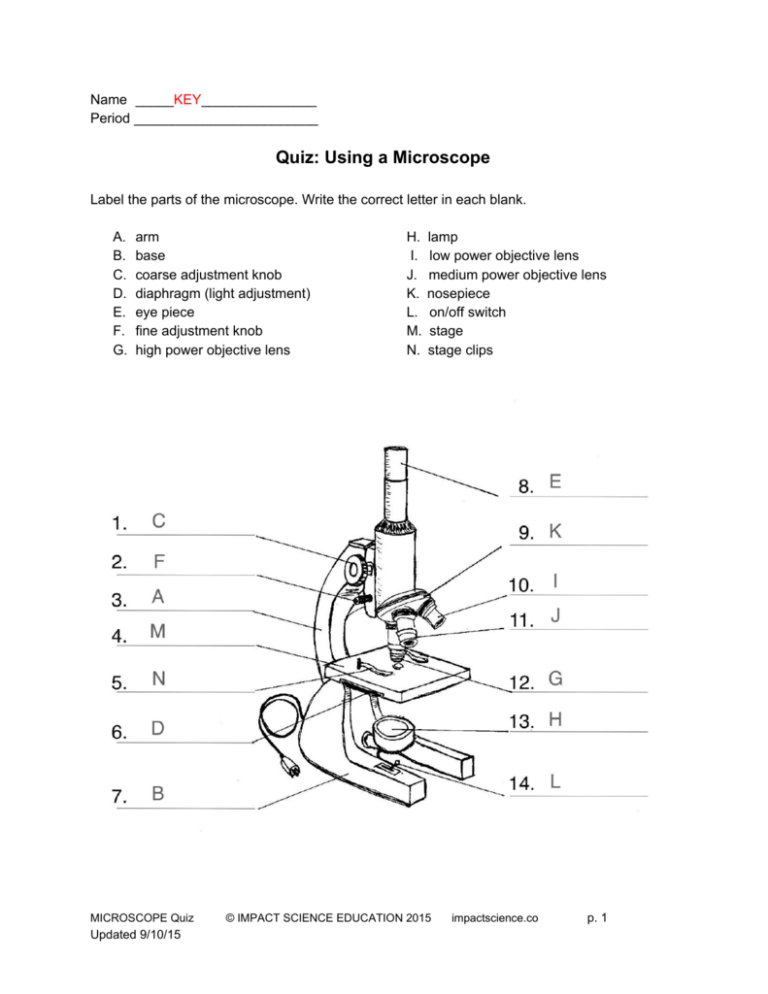 MICROSCOPE Quiz ANSWERS