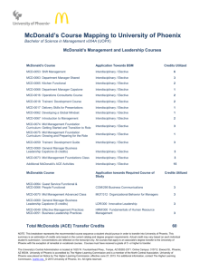 McDonald's Course Mapping to University of Phoenix