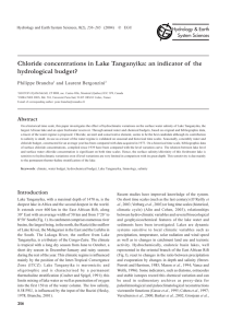 Chloride concentrations in Lake Tanganyika: an indicator of the