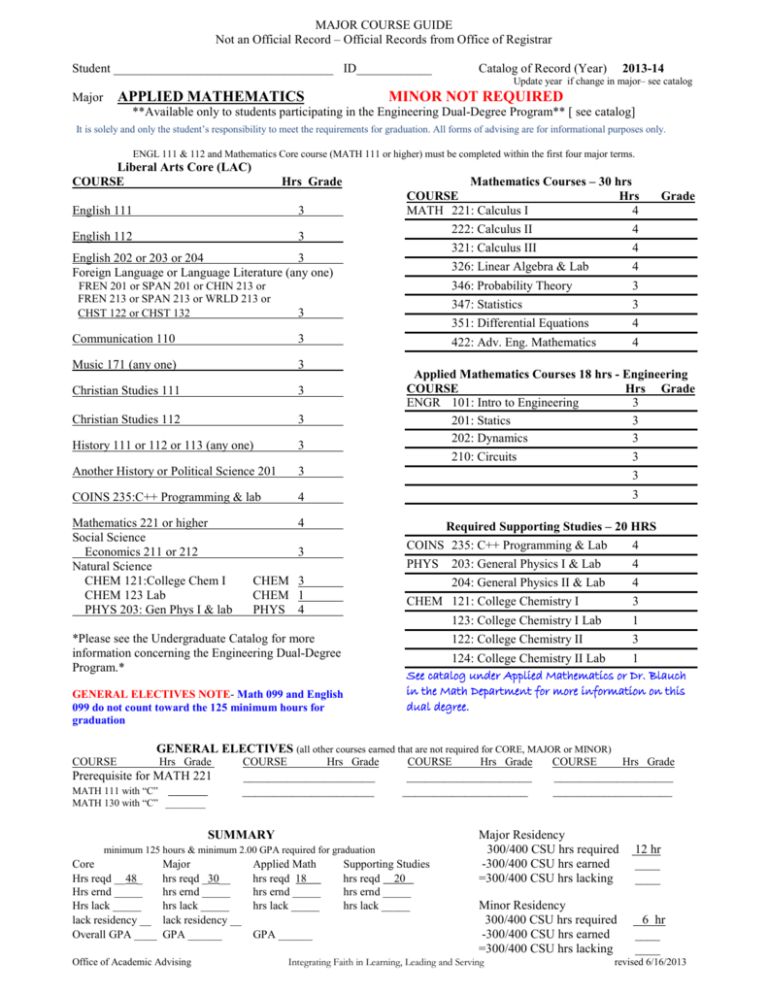 COLLEGE COURSE GUIDE Charleston Southern University