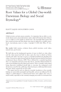 Root values for a global one-world: darwinian biology and social