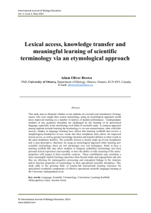 Lexical access, knowledge transfer and meaningful learning of