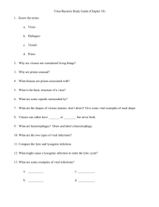 Virus/Bacteria Study Guide (Chapter 18) 1. Know the terms: a. Virus