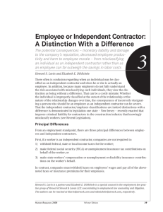 Employee or Independent Contractor: A Distinction With a