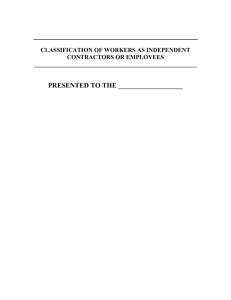 Classification of Workers as Independent Contractors