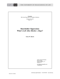 Shareholder Oppression: What's Left After Ritchie