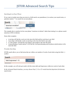 JSTOR Advanced Search Tips