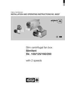 Slim centrifugal fan box SlimVent SV.. 100/125/160/200 with 2 speeds