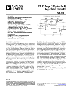 AD8304 160 dB Range (100 pA –10 mA) Logarithmic Converter