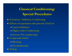 Classical Conditioning: Special Procedures